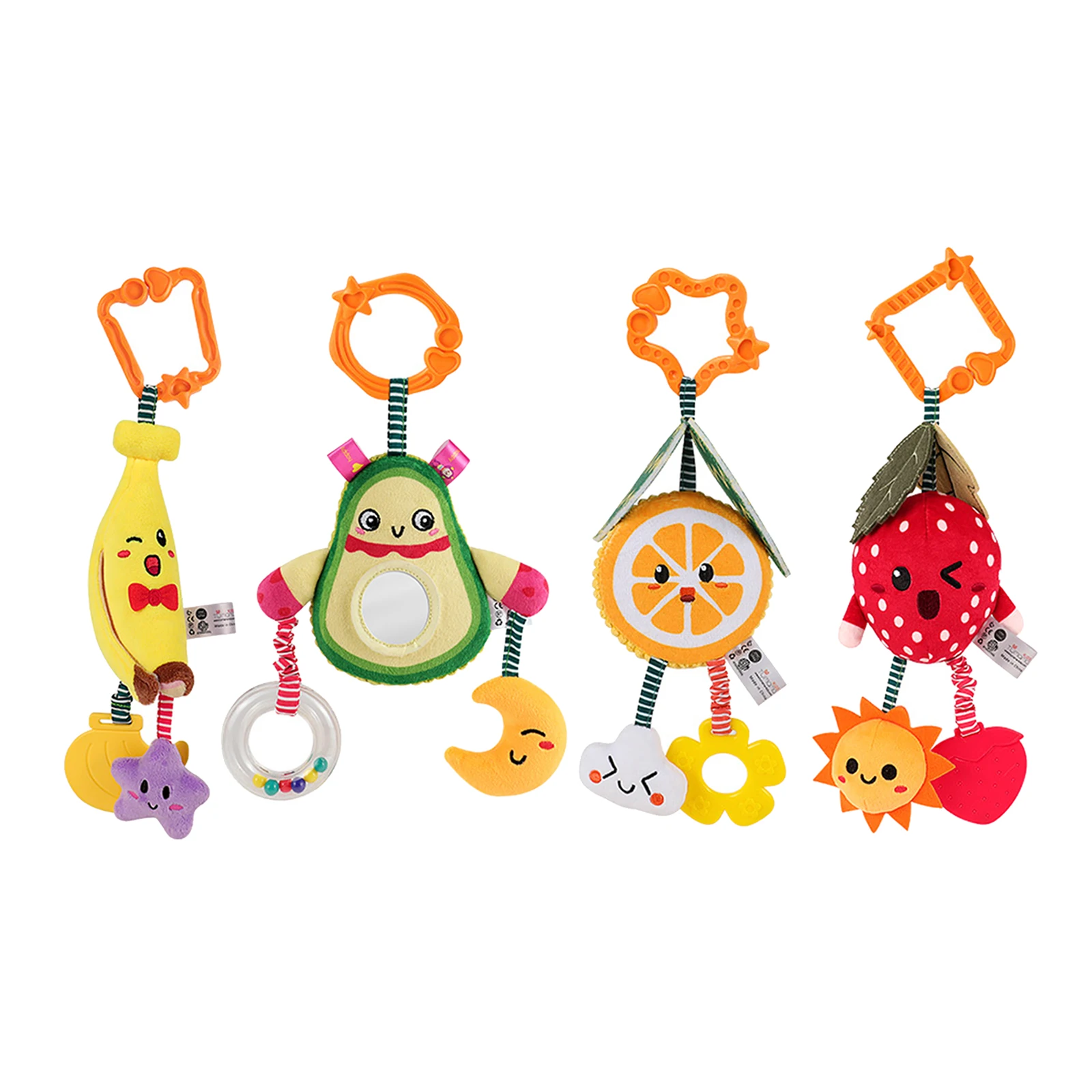 

Newborn Baby Infant Hanging Rattles Toys Fruit Soft Car Seat Plush Toy Gifts