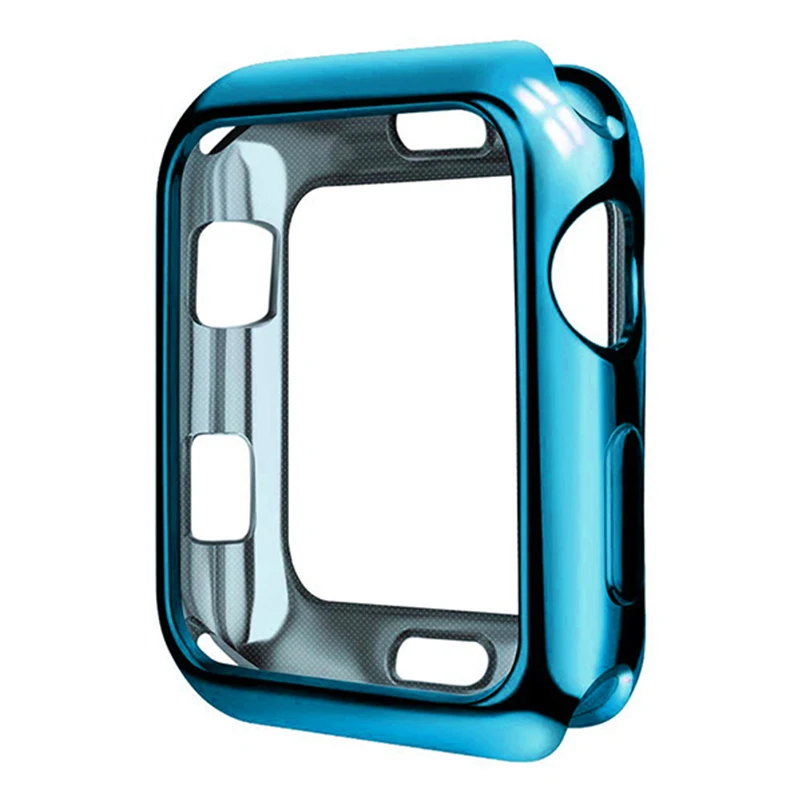 Мягкий ТПУ защитный чехол для Apple Watch Series 1 2 3 38 мм 42 мм матовый чехол с гальваническим покрытием для iWatch 5 4 40 мм 44 мм бампер - Цвет: Blue