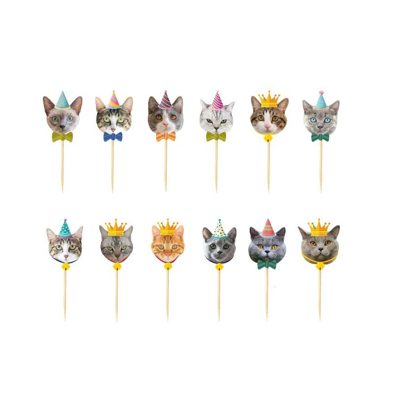 Милая кошка кекс украшения фотография баннер для детей день рождения детский