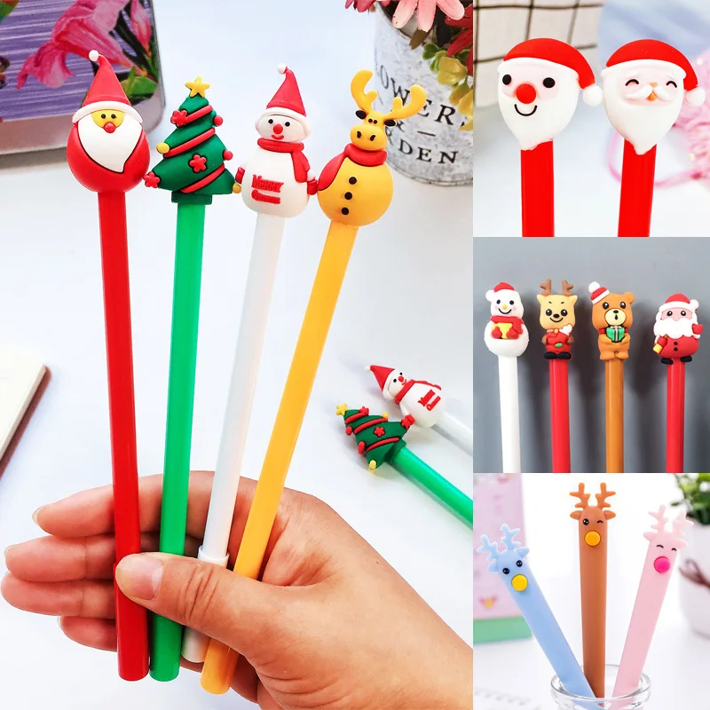 40 шт. креативные гелевые ручки Санта Клауса с милым лосем авторучка мультяшная