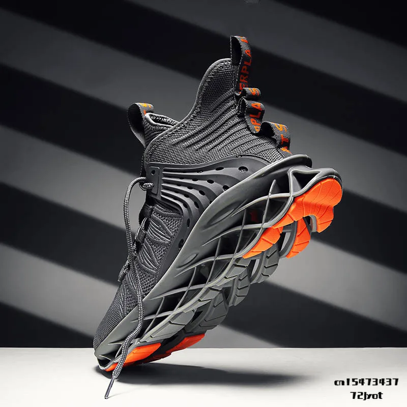 

High Top Men's Running Shoes High-quality Unique Blade Sole Breathable Mesh Outdoor Profession Cushioning Jogging Sport Shoes