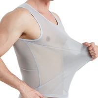 sexy men undershirts mesh transparent breathable muscle shapers fitness vest loose casual sleepwear male see through tanks tops