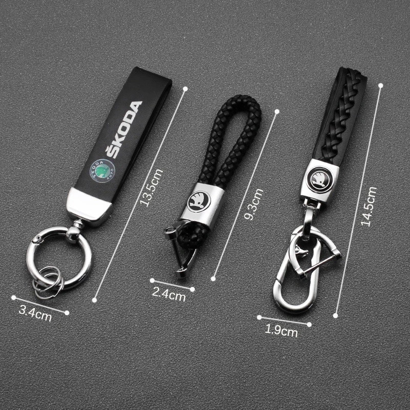 3D металлический/кожаный брелок для стайлинга автомобиля Skoda VIRS FABIA KAMIQ KAROQ KODIAQ RAPID