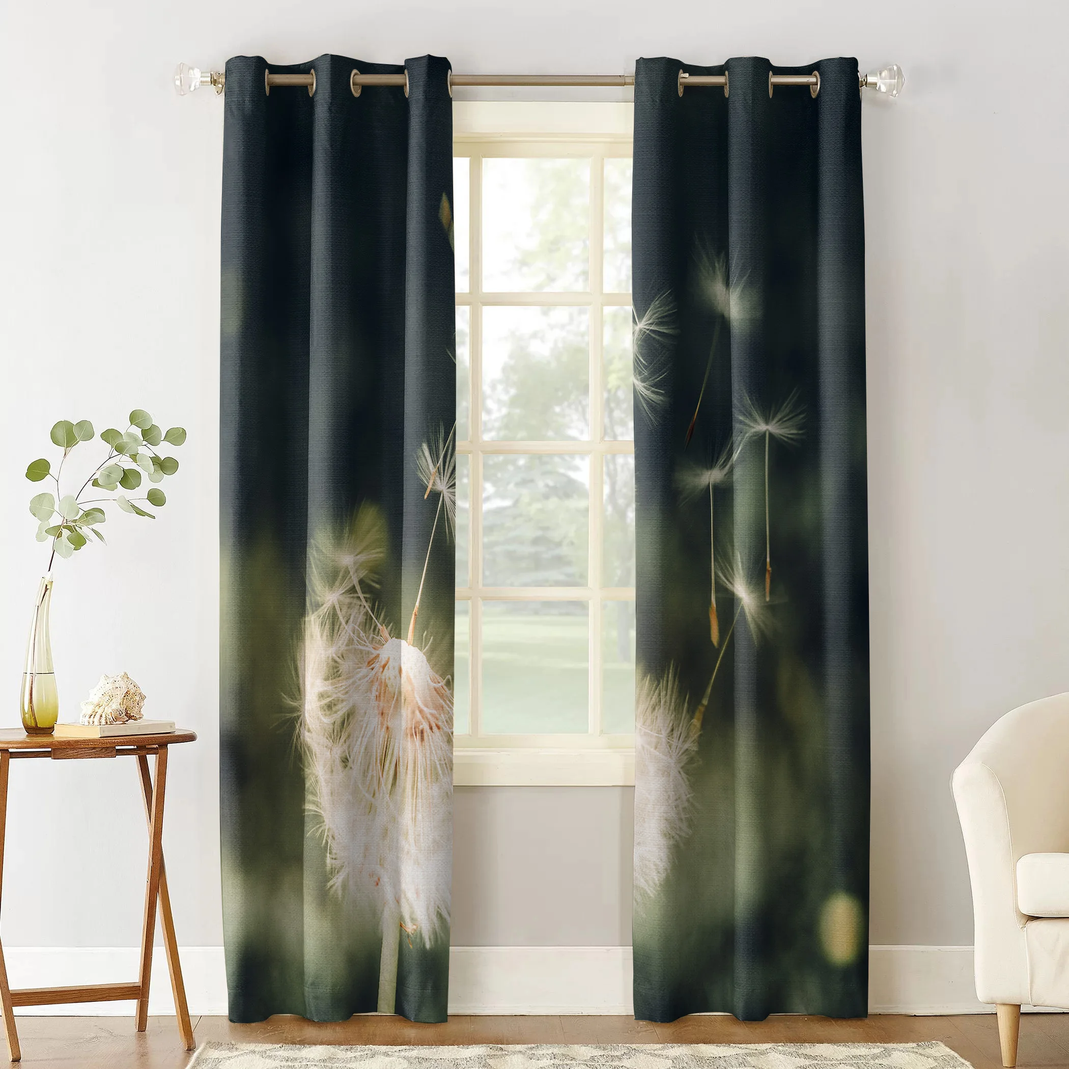 Маленькие свежие оконные шторы с одуванчиком для гостиной и кухни современные