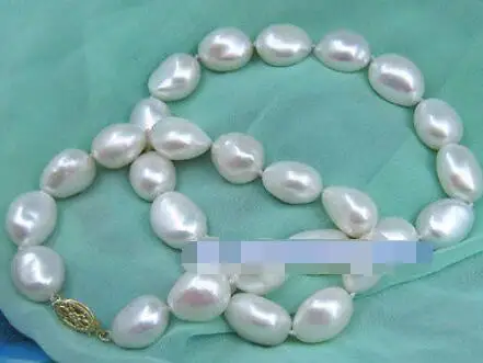 

18" AAA 9-10MM SOUTH SEA NATURAL White PEARL NECKLACE 14K GOLD CLASP