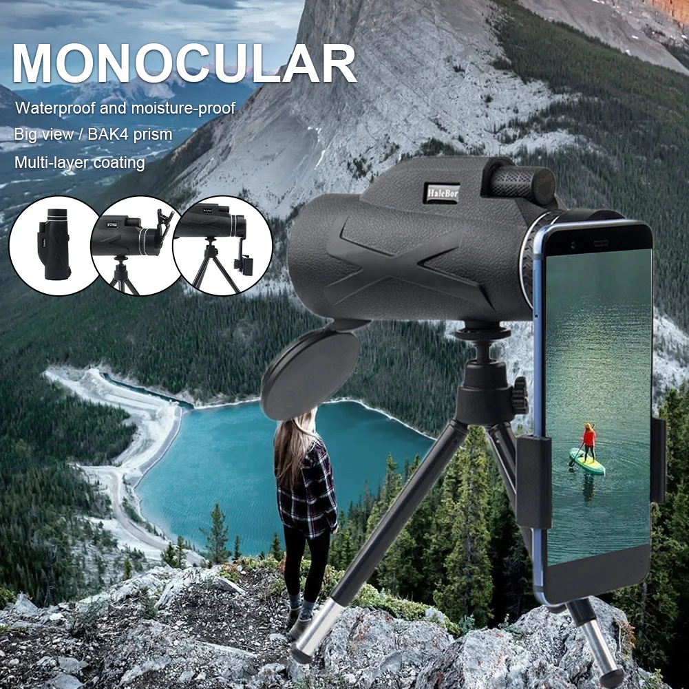 

80x100 Monocular Professional Telescope Low Light Vision BAK4 Lens Waterproof with Tripod Phone Clip for Camping Bird Watching