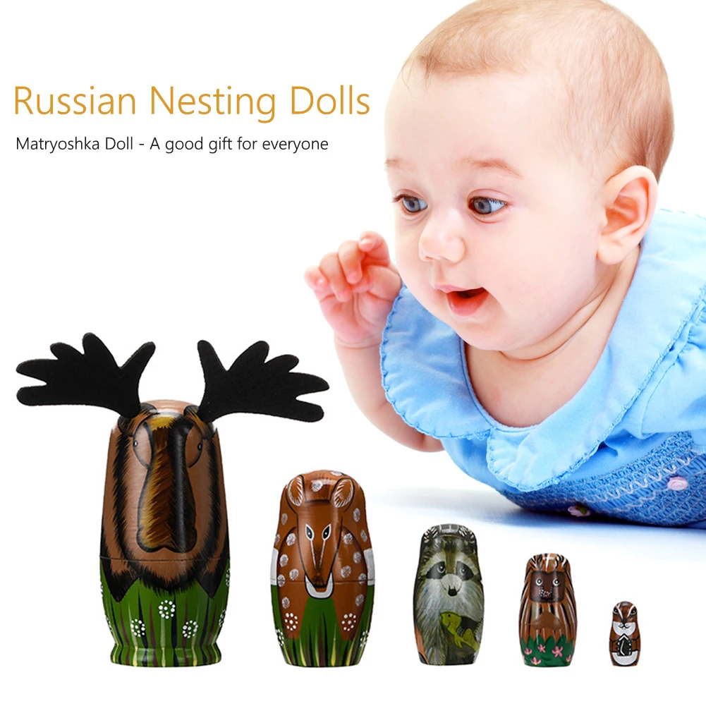 

1 Set Handmade Hand-painted Arts Crafts Manual Nesting Doll Vivid DIY Matryoshka for Xmas Birthday Souvenir Gift