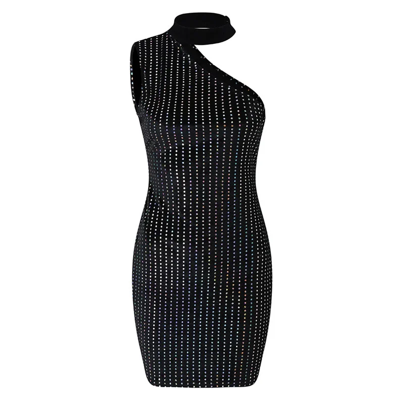 Женское платье вечерние модное повседневное черное с блестками без рукавов