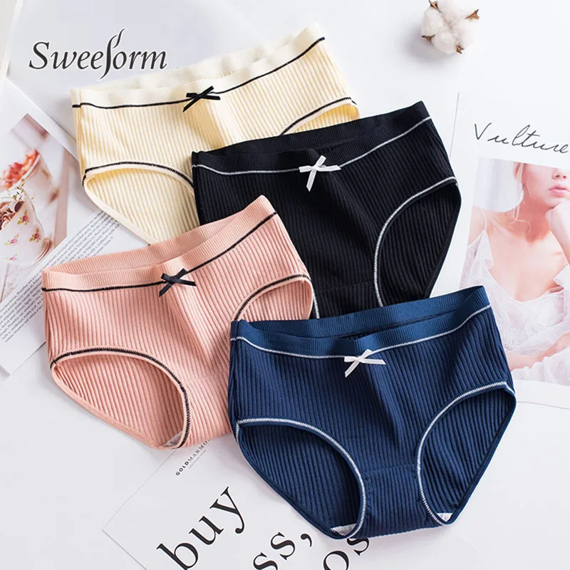 Женские хлопковые трусы со средней посадкой с треугольными чашечками для
