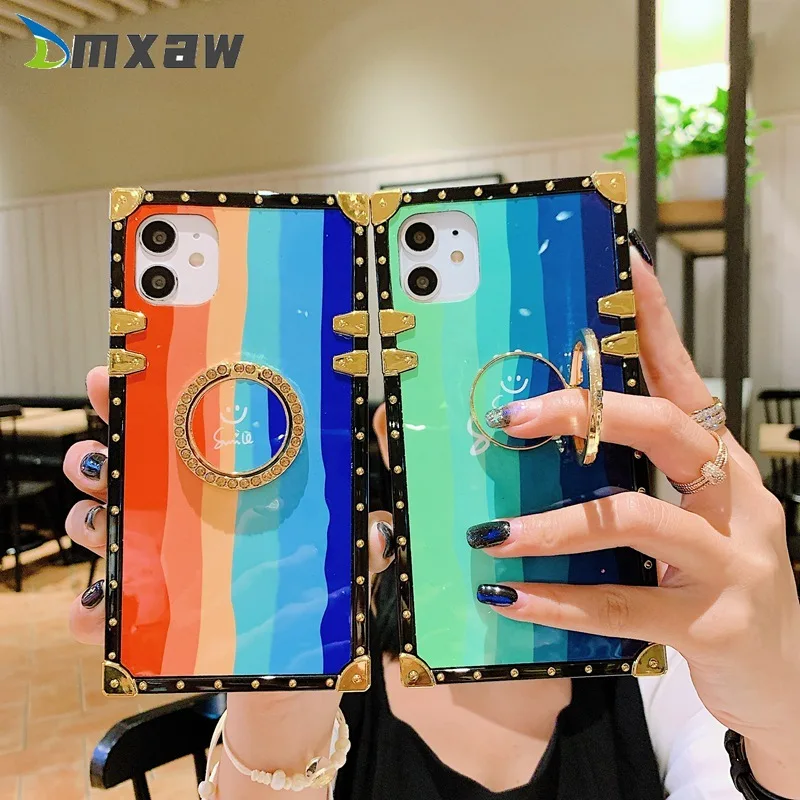 Мягкий чехол с кольцом для LG K61 K51 Stylo 7 6 5 4 модный радужные квадратные телефона |