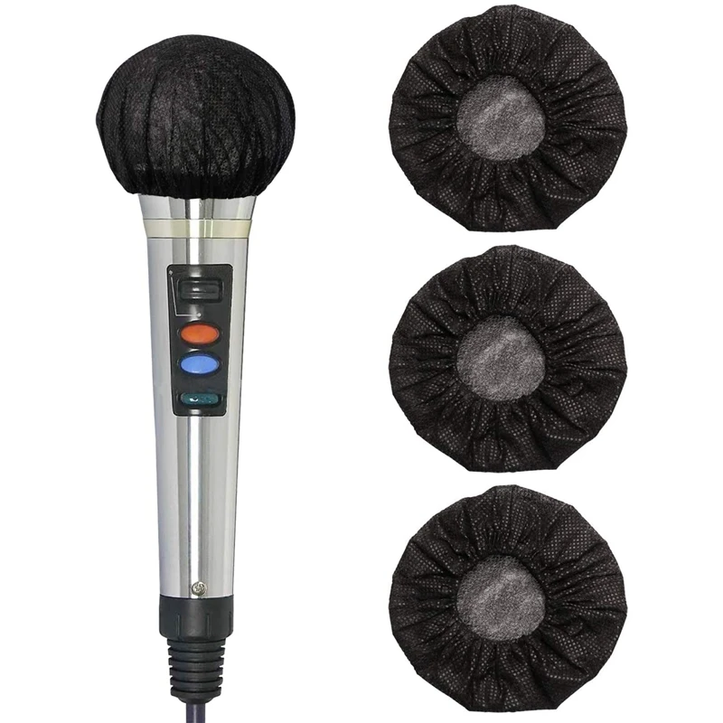 

200 Pcs Black Disposable Microphone Covers Karaoke Anti-Splash Mic Cover Dust-Proof Accessories