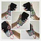 Цепочка для телефона с надписью любовь, из бисера, Мягкая Керамическая цепочка, чокер для телефона для девочек, ремешок Мобильный телефон, подарок для женщин