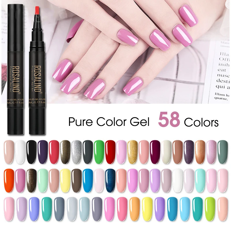 

Gel Nail Polish 5ML Solid Color Nail Pen-Shaped Designs 58 Color Phototherapy Spin Out Glue Beauty Salons