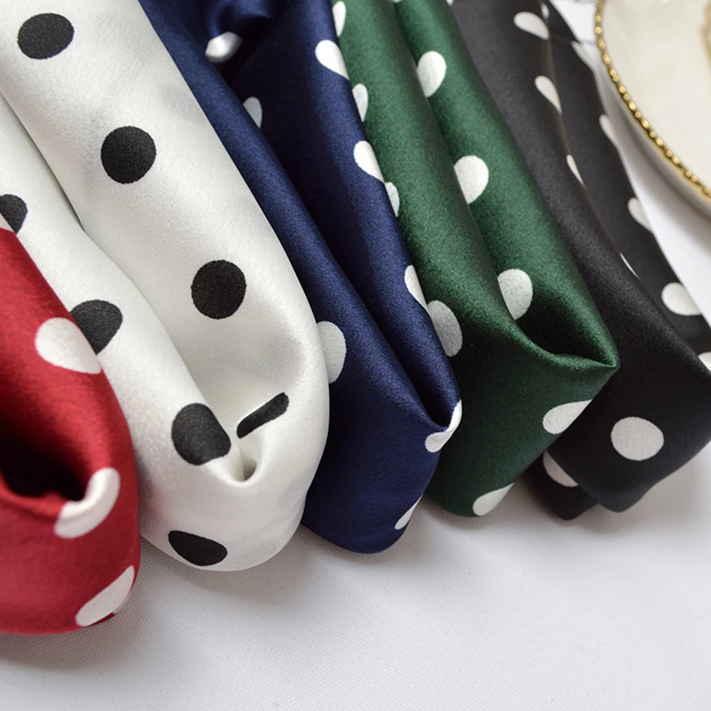 Квадратный шарф женский Сатин в горошек галстук для волос Веревка резинки