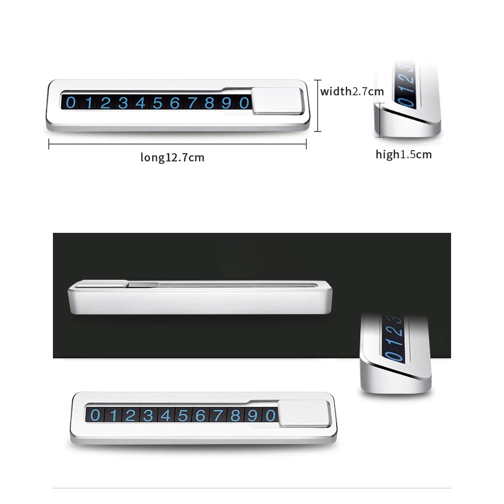 

Temporary Parking Number Plate Fluorescent Car Carrying Telephone Creative Parking Supplies Inside The Car With Aluminum Alloy