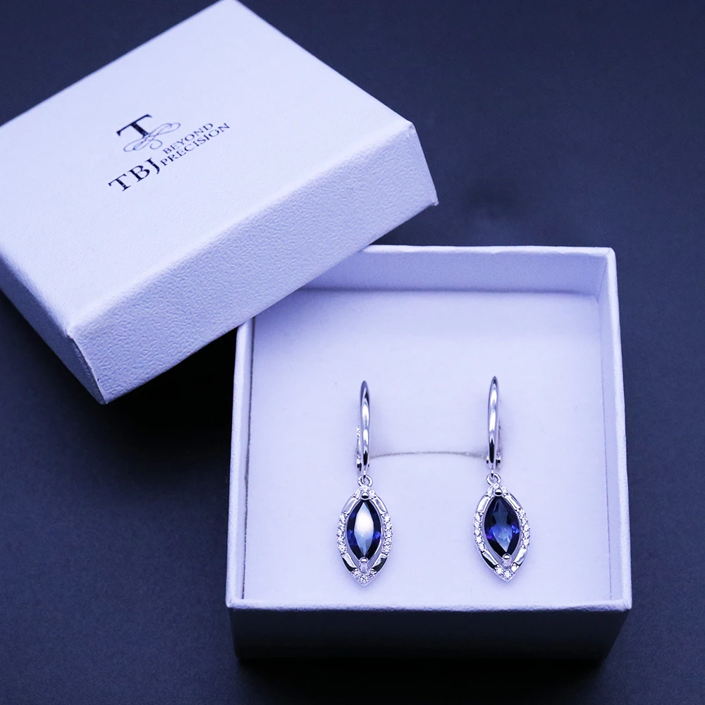 Синяя серьга с топазом mq 5*10 мм 2.3ct настоящий драгоценный камень ювелирные изделия из стерлингового серебра 925 пробы для женщин tbj продвижение
