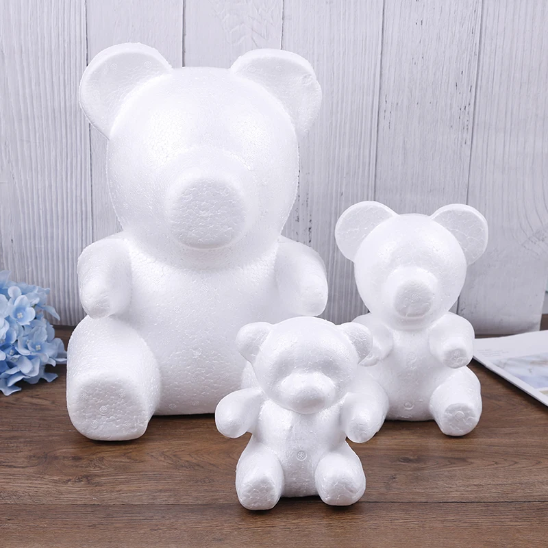 

15/20cm Polystyrene Styrofoam Foam Ball Rose Bear White Craft For DIY Party Decoration Wedding New Year Valentines Day Gift