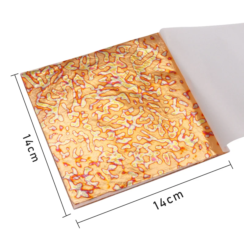 50 шт. золотых листов в виде листьев из разноцветной красной медной фольги