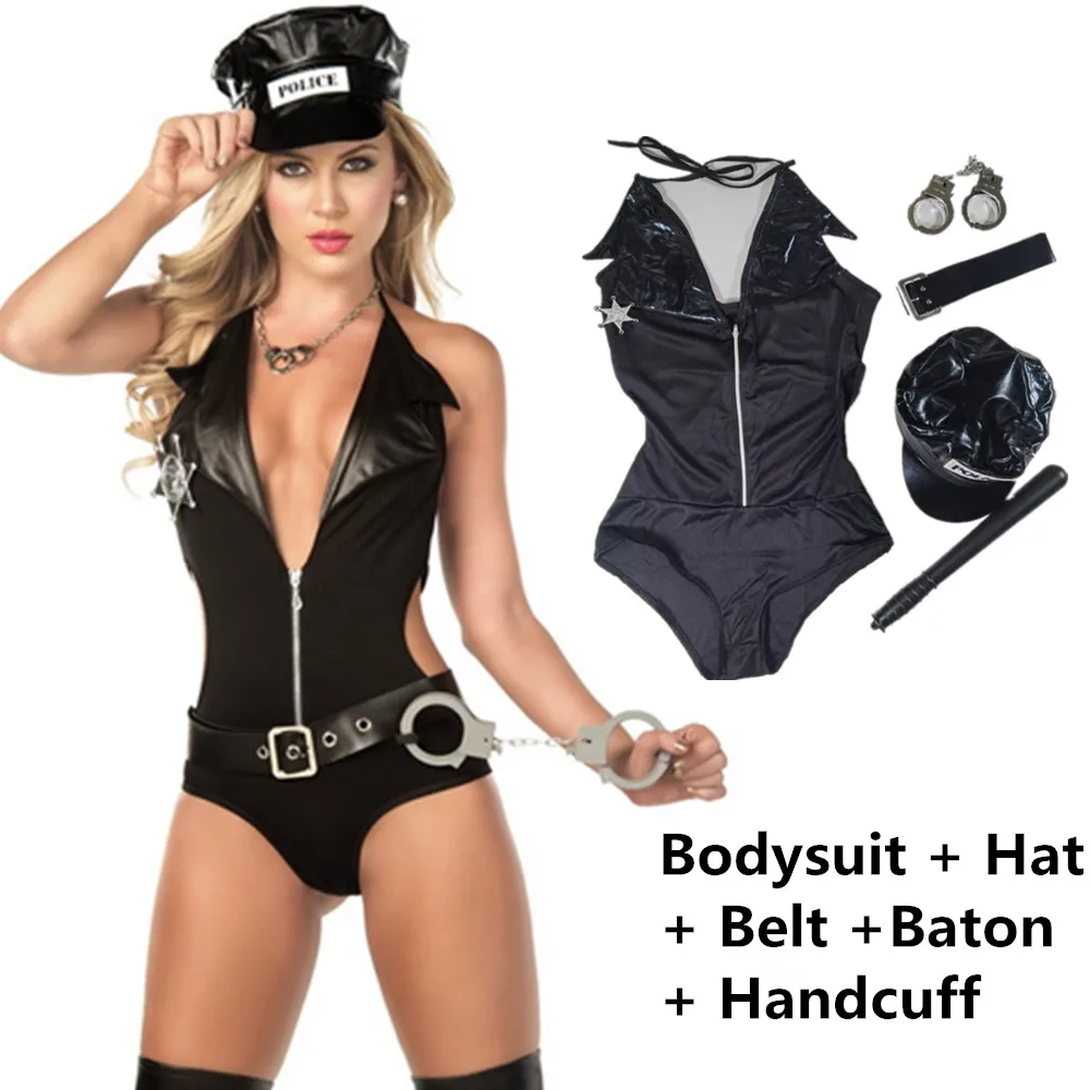 Halloween Sexy Exotische Cop Polizist Dessous Kostüm Erwachsene Polizei Phantasie Cosplay Body Nacht Club COS