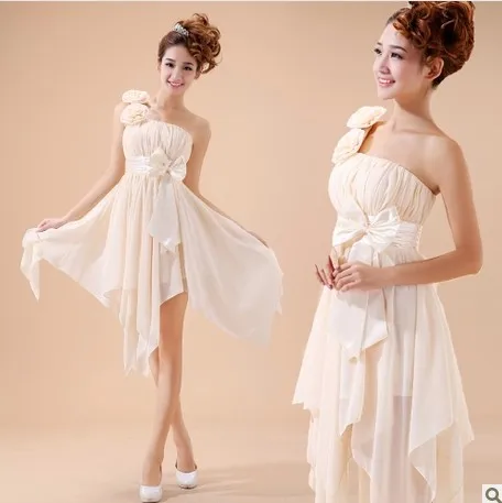 

free shipping 2016 Vestidos Femininos One Shoulder Bride And Married Small Design Costume custommade chiffon Bridesmaids Dresses