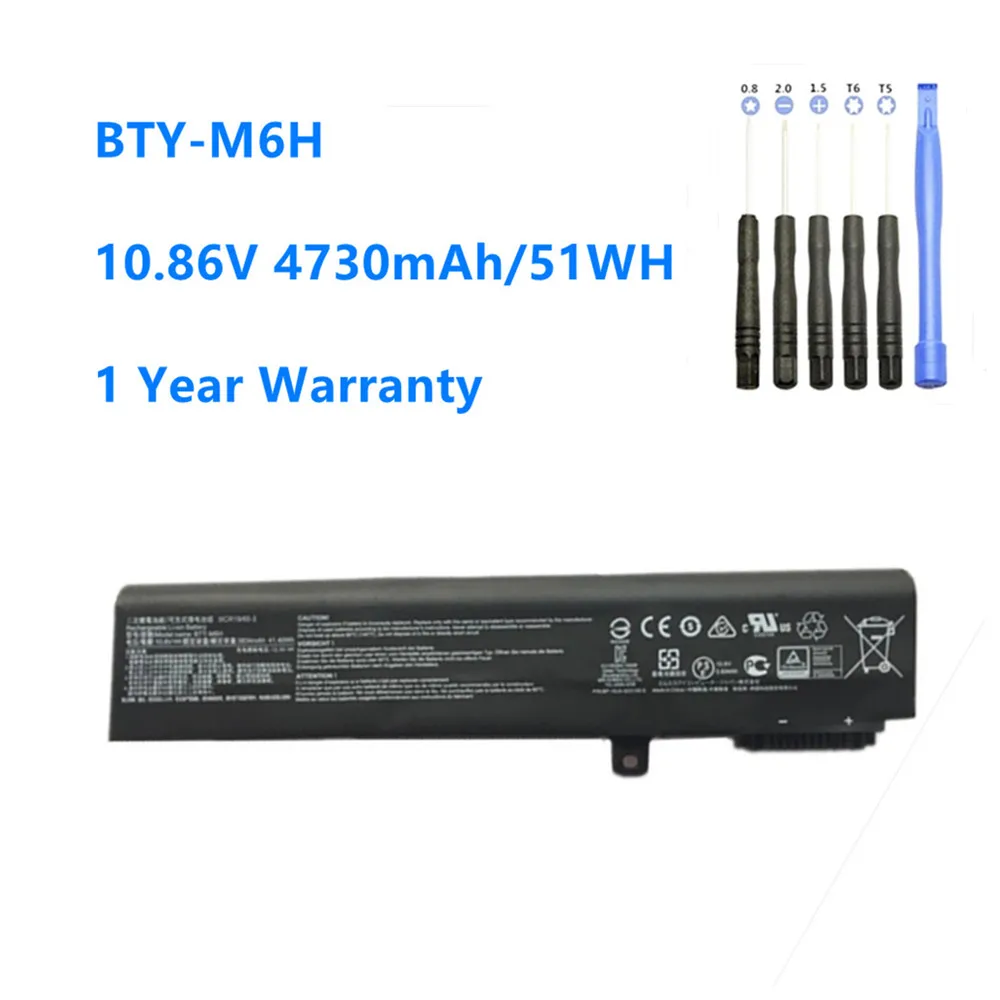 10 86 V 51WH BTY M6H ноутбук Батарея для MSI GE62 GE72 GP62 GP72 GL62 GL72 GP62VR GP72VR PE60 PE70 MS 16J2 16J3 1792