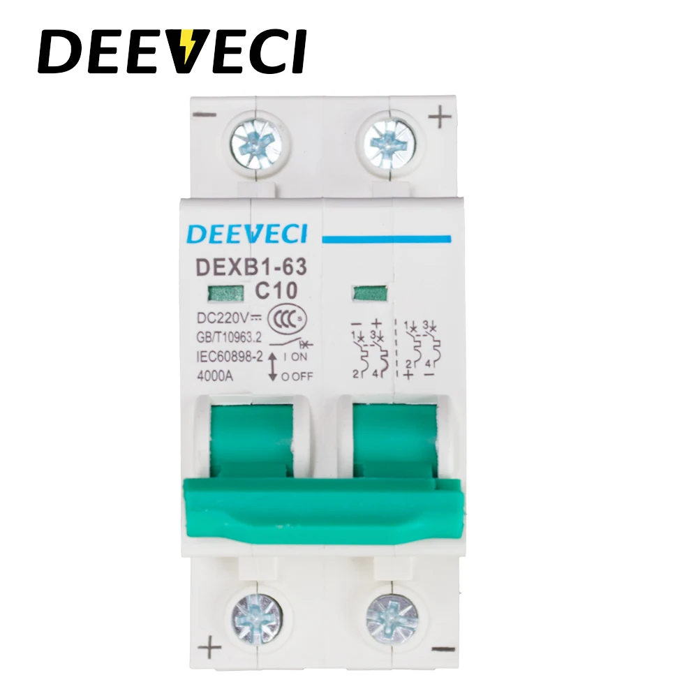 2 полюса DC MCB PV солнечная энергия 6A 10A 16A 25A 32A 40A 63A DIN Rail миниатюрный автоматический