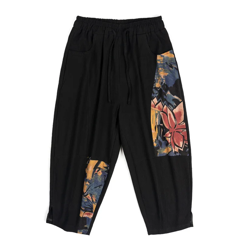 

Beach Pants Personality Wide-leg Cropped Pants Harem Pants Fashion Casual Kimono Men's Trend Large Size New Men's Loose Linen
