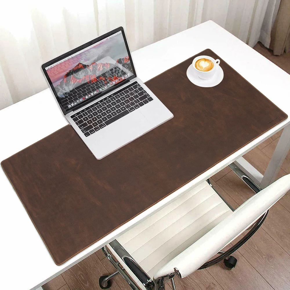 

CONTACT'S FAMILY Portable Large Mouse Pad Gamer Cowhide Leather Desk Mat Computer Mousepad Keyboard Table Cover for PC Laptop