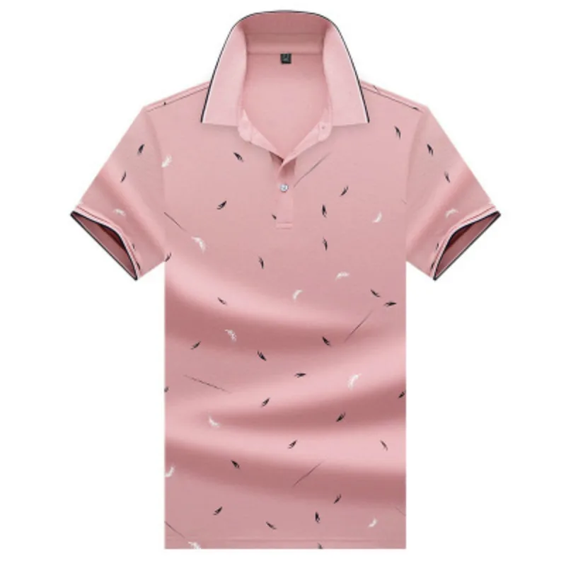 Мужская Повседневная рубашка поло из хлопка с коротким рукавом и принтом перьев