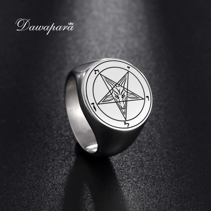 Dawapara Бафомет амулет панк кольца Каббала талисман скрытую Magic Кольца из