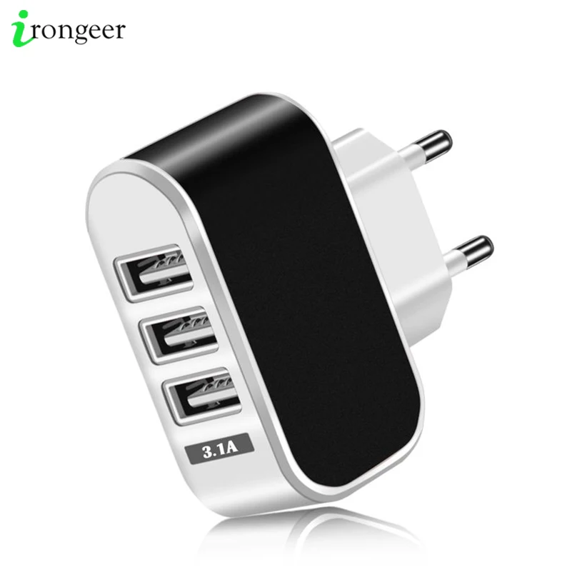 Зарядное устройство USB с 3 портами, штепсельная вилка европейского стандарта, зарядное устройство для мобильного телефона, дорожный настенный адаптер для зарядки iPhone XS XR Xiaomi samsung, USB зарядное устройство для телефона s