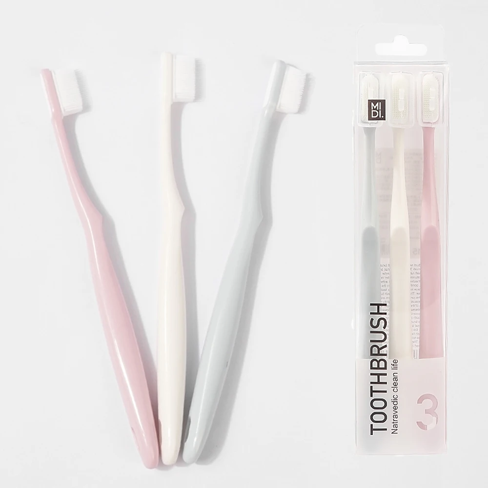 

3Pc Adult Travel Toothbrush Set Portable Home Soft Environmental Ultra-fine Soft Health Tooth Brush For Oral Care Teeth Cleaning