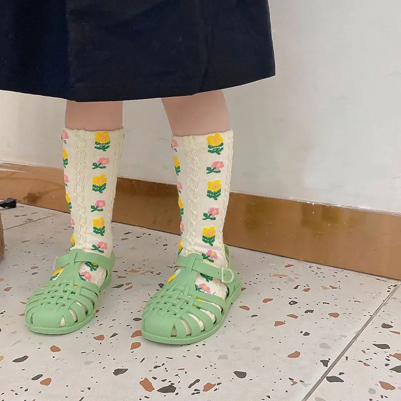 

3 пары, детские дышащие носки с цветами, для девочек