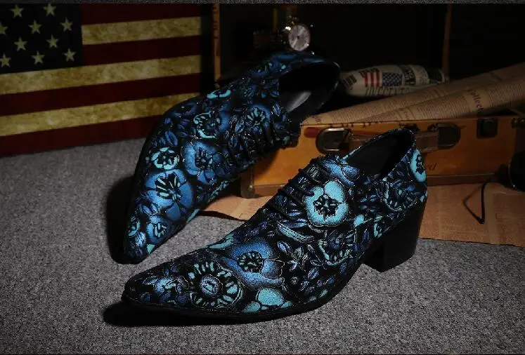 Модные кожаные туфли с цветочным принтом Туфли оксфорды Новинка Деловые