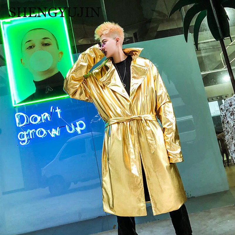 Индивидуальная уличная мода мужская Серебряная блестящая Мужская Длинная