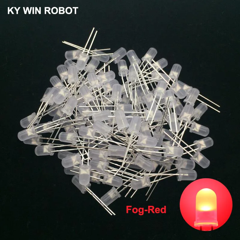 100pcs Fog-Red 100 шт. 5 мм светодиодный Диод 5 мм Ассорти комплект белый зеленый красный синий желтый оранжевый розовый фиолетовый теплый белый DIY светильник светодиод - Цвет: 100pcs Fog-Red