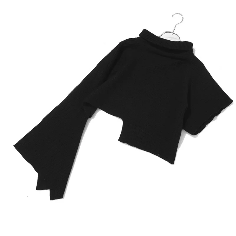 

[EAM] Women Gray Irregular Split Joint Long Big Size Dress New Turtleneck Long Sleeve Loose Fit Fashion Spring Autumn 2021 1H204