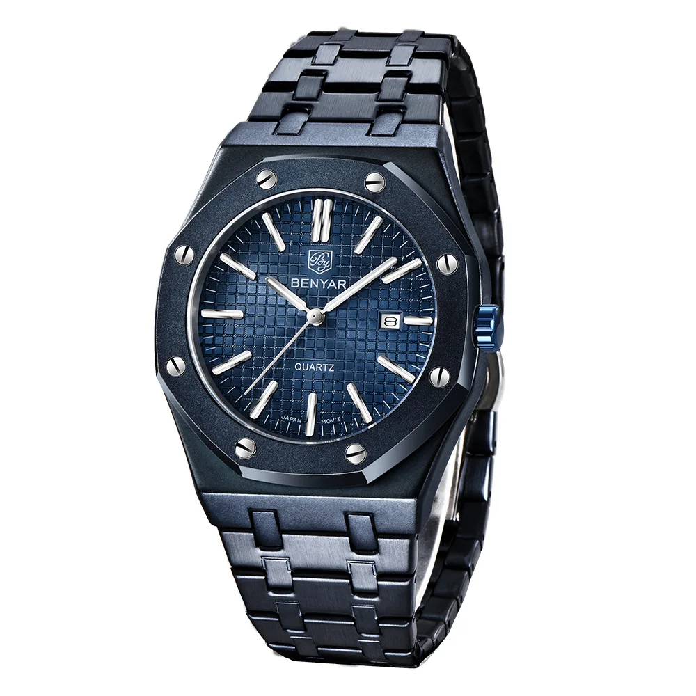 

New Sport Chronograph Men's Watches Waterproof Stainless Steel Wristwatch Big Dial Quartz Clock with Luminous Pointers Christmas