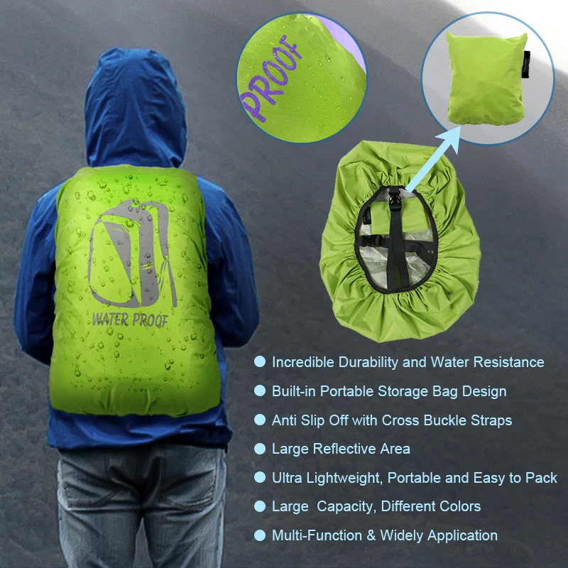 

Backpack Rain Cover Waterproof Reflective for 20-80L Bag,Camo Tactical Outdoor Camping Hiking Climbing Dust Raincover,Anti Slip