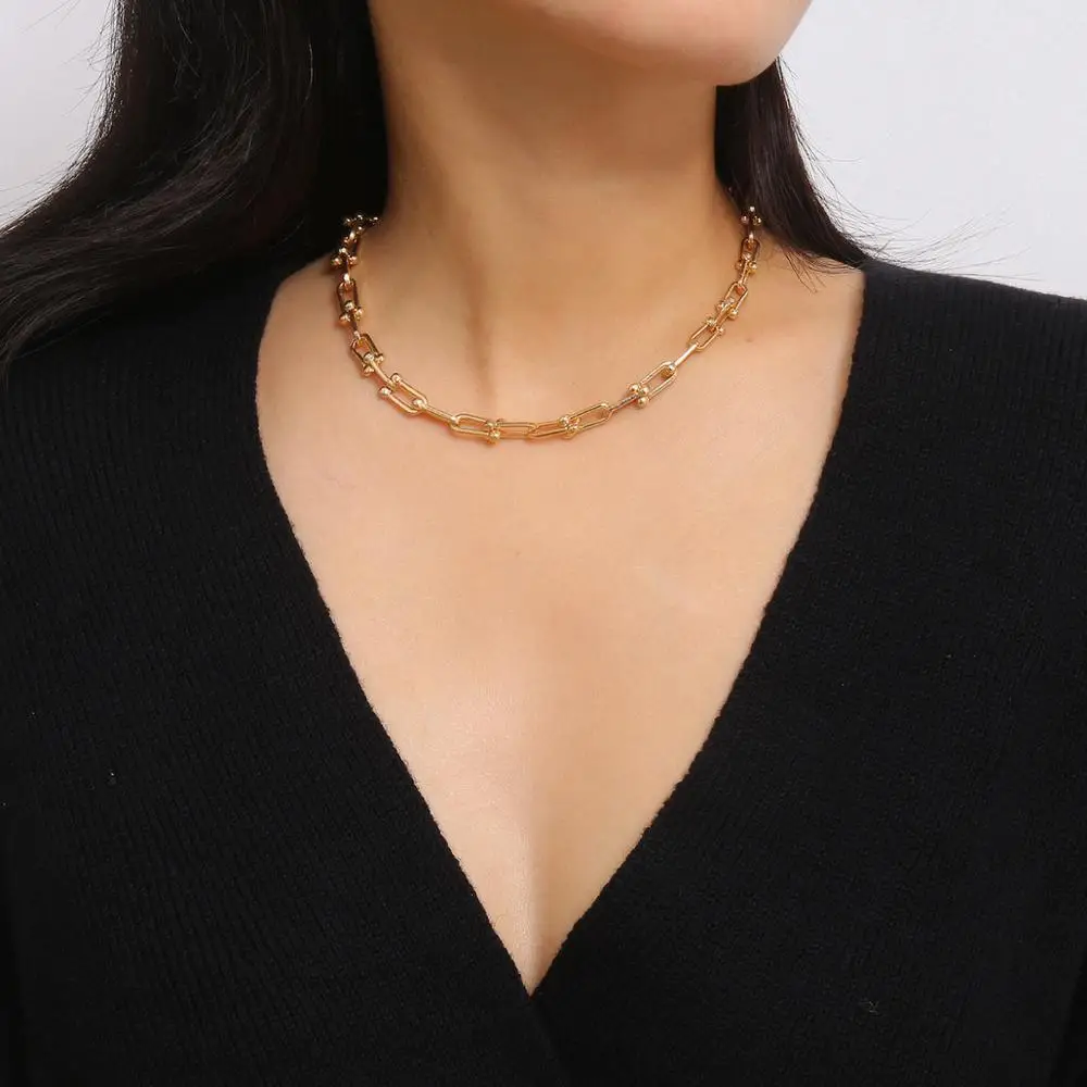 SHHIXIN дизайнерское объемное ожерелье с U образной цепочкой для женщин короткий