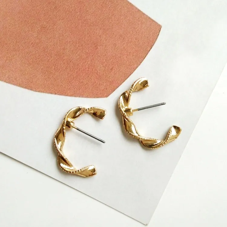 Золотые серебряные сплав геометрические серьги гвоздики модные комбинированные