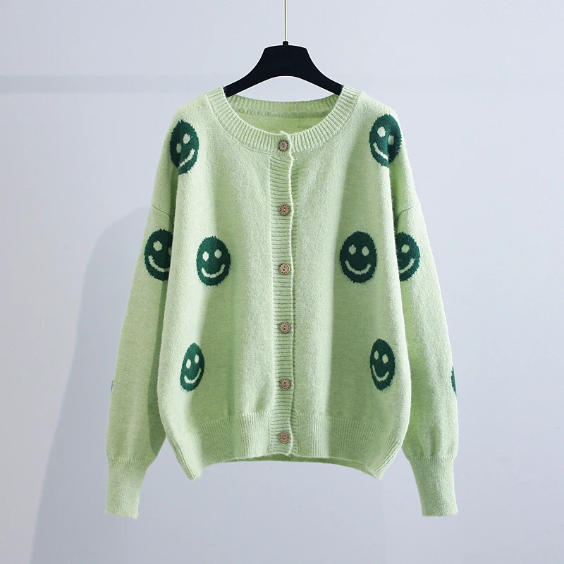 

Сладкий стиль зеленый вязаный женский свитер кардиган зима новинка 2021 круглый вырез с длинным рукавом Повседневная Универсальная женская ...