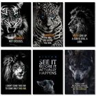Картина художественные плакаты и принты на холсте, с мотивирующей цитатой льва, тигра
