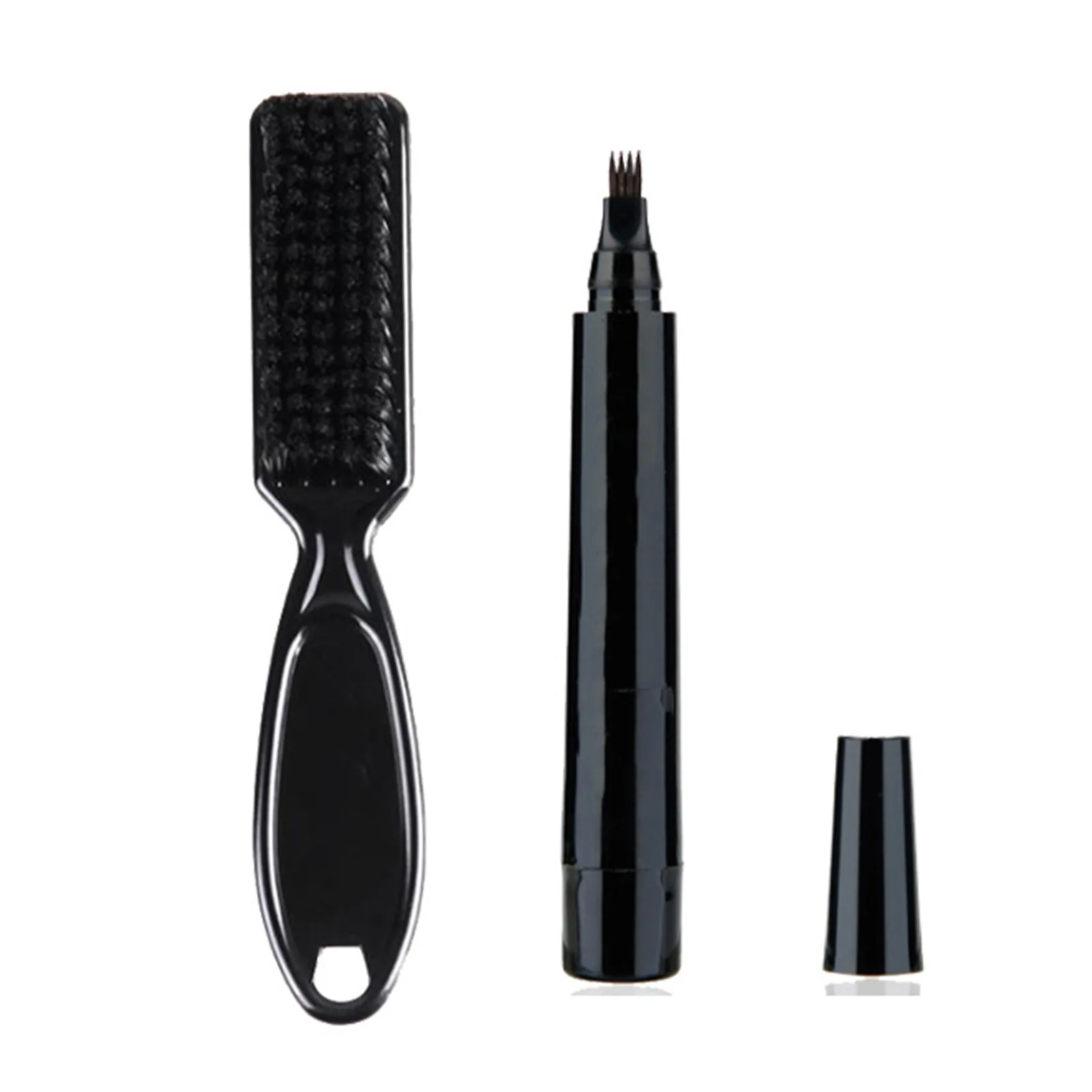 

2pcs/set Men Home Natural Appearance Beard Pen Kit Moustache Eyebrow Waterproof Sweatproof Barber Repair Shape With Brush