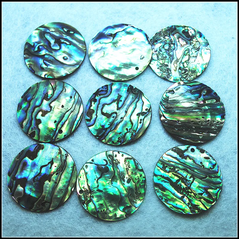 

5pcs nature abalone shell from saltwater shell pendants size 30mm round shape good for our diy jewelry making with top drilled