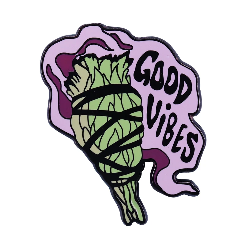 Значок на лацкан Good Vibes шалфей удачу прозрачная брошь с отрицательной Энергией