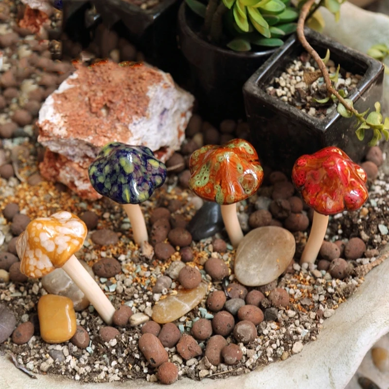 4 шт./лот садовый керамический мультяшный гриб в стиле кантри классическое