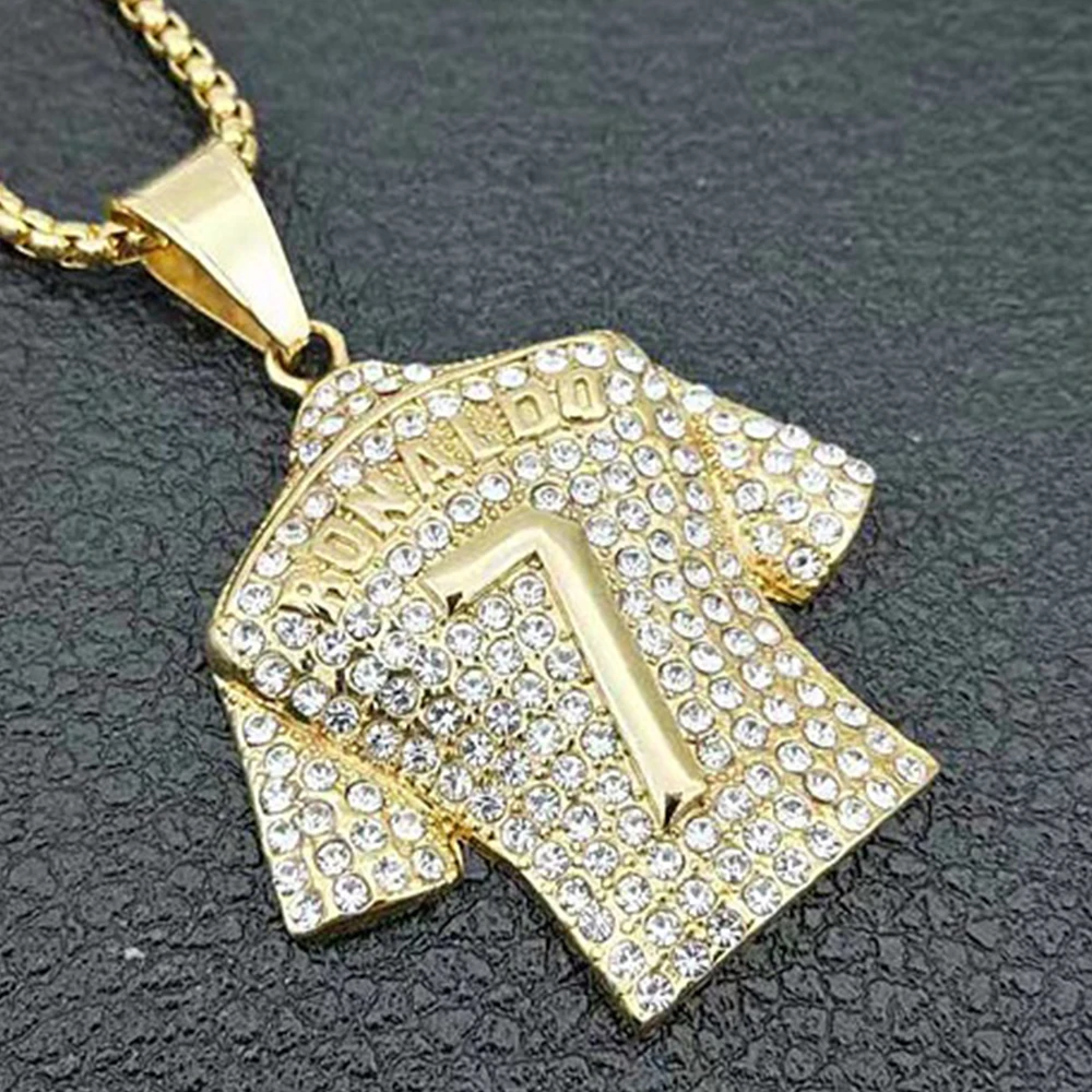 karopel Hip Hop Number 7 Jersey Pendant Necklace Micro Pave Zircon Crystal Ice Out Men's Charm Fashion Jewelry Gift