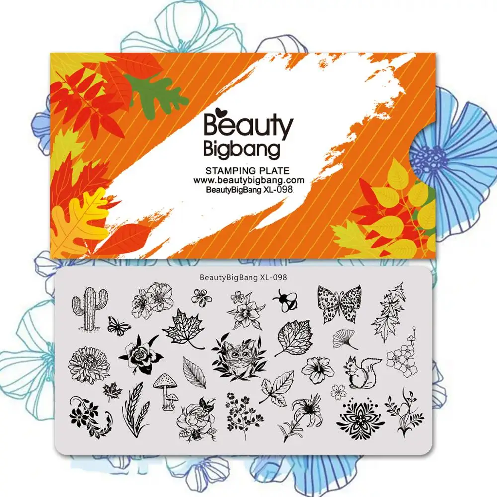 Beautybigbang ногтей пластины для стемпинга-2019 прямоугольник Нержавеющая сталь 6*12 см