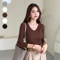women knitting sweater v neck casual long sleeve pullovers fashion autumn winter soft touch brand tops sweaters femme clothing